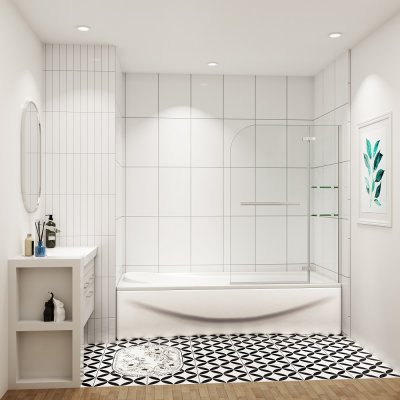 120x140 cm Badewanne 2 tlg. Faltwand Duschwand duschabtrennung
