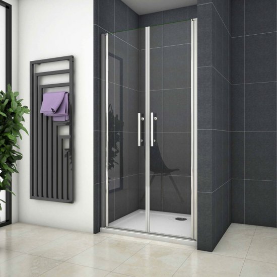 Duschkabine Duschabtrennung doppeltürigen Nischentür Pendeltür Duschtür Dusche 100x195cm - zum Schließen ins Bild klicken