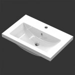 Waschbecken Waschtisch Handwaschbecken Kunststein Einbauwaschbecken weiß 61x40x16 cm