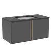Waschtisch mit Unterschrank 80cm Sperrholz Felsplatte Schwarz gold
