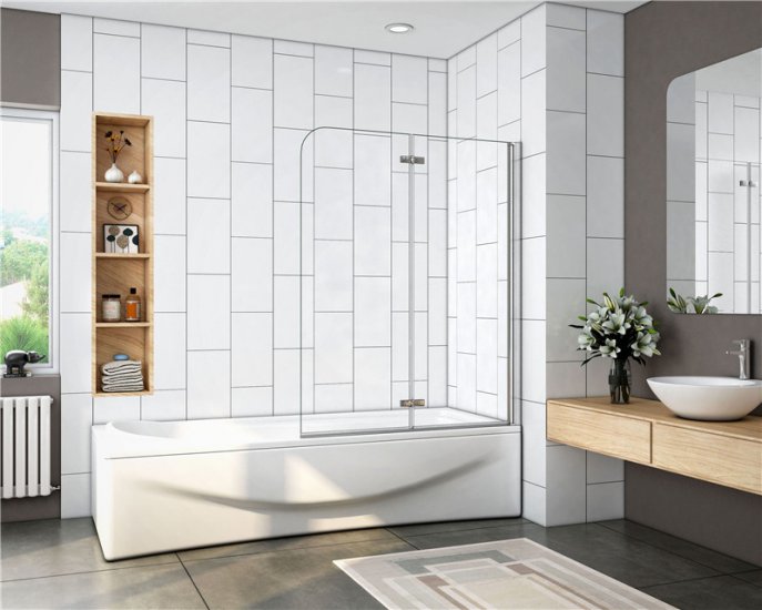 Badewanne 2-ftg.Falttür Duschwand duschabtrennung 120X140cm - zum Schließen ins Bild klicken