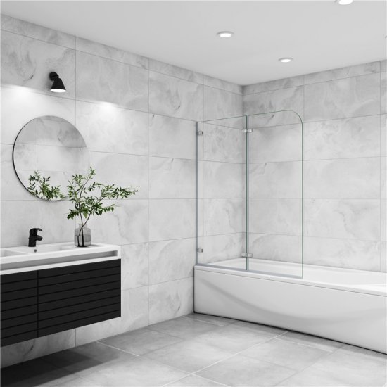 100x140cm Badewanne 2 tlg. Faltwand Duschwand duschabtrennung - zum Schließen ins Bild klicken