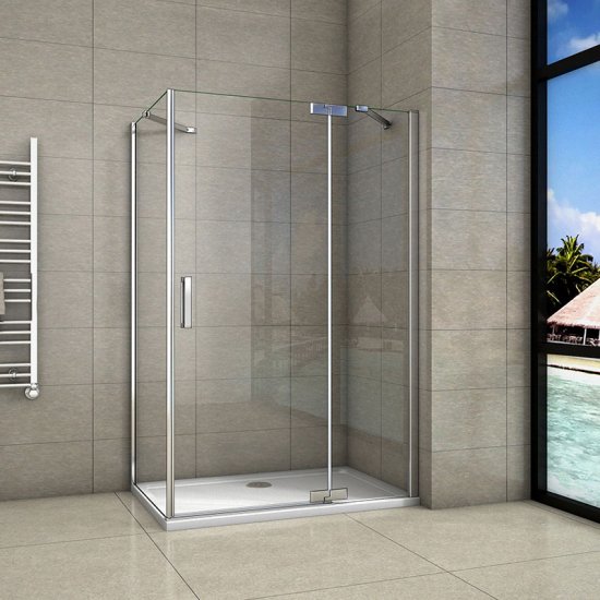 200cm Duschkabine Duschabtrennung Drehtür 8mm NANO Glas + Seitenwand - zum Schließen ins Bild klicken