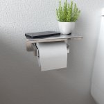 Toilettenpapierhalter MIT Ablage Gebürstet Edelstahl poliertes Chrom klopapierhalter