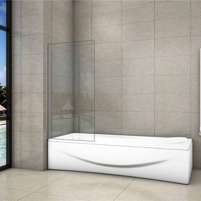 80x140cm Duschtrennwand 6mm ESG NANO glas Badewannenaufsatz Feststehend Badewand