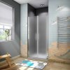 90 x195cm Duschkabine Duschabtrennung Nischentür Schwingtür Duschtür Dusche Milchglas mit Glasschutzfolie