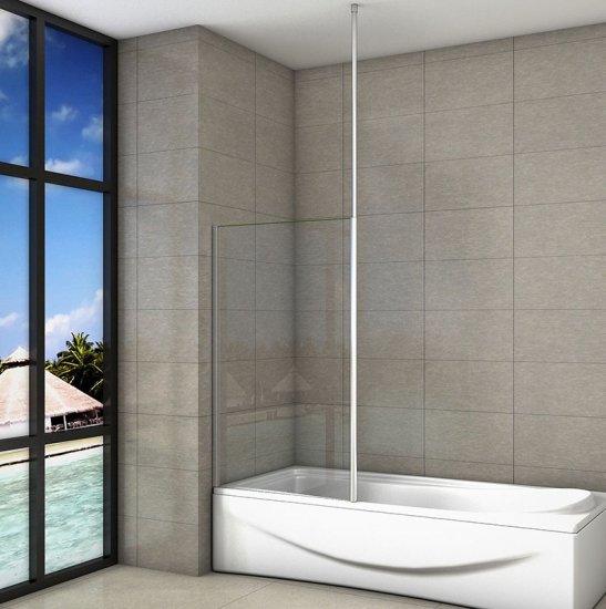Duschtrennwand 6mm ESG NANO glas Badewannenaufsatz Feststehend Badewand 70x140cm mit Deckenstrebe - zum Schließen ins Bild klicken