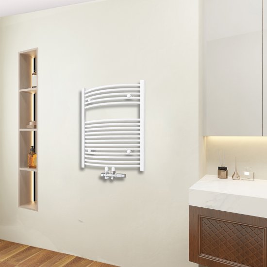 Design Badheizkörper Handtuchwärmer Mittelanschluss Design weiss oval 800x600 mm - zum Schließen ins Bild klicken