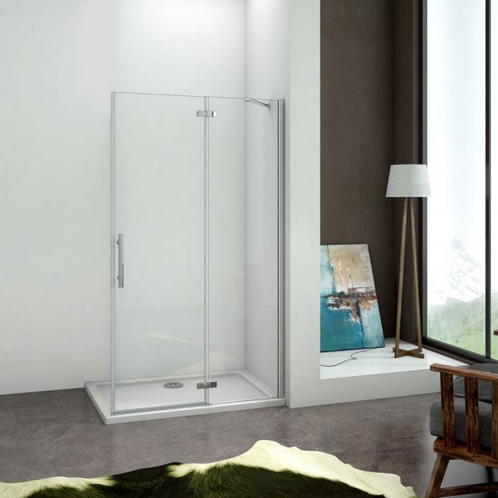 Walk-In glaswand dusche 80-100cm xH.185cm drehbar Duschwand begehbare 6mm Nano Glas - zum Schließen ins Bild klicken