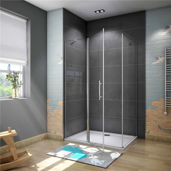 Drehtür Nischentür Duschtür Duschkabine 120x90x195cm - zum Schließen ins Bild klicken