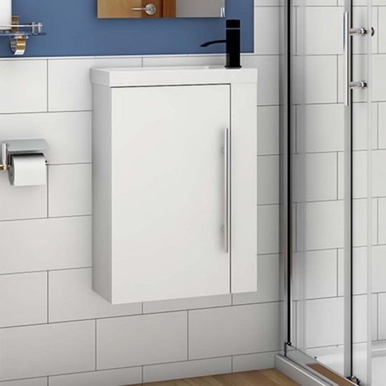 Badmöbel Set 45 cm Waschbecken mit Unterschrank Hängeschrank Weiß - zum Schließen ins Bild klicken