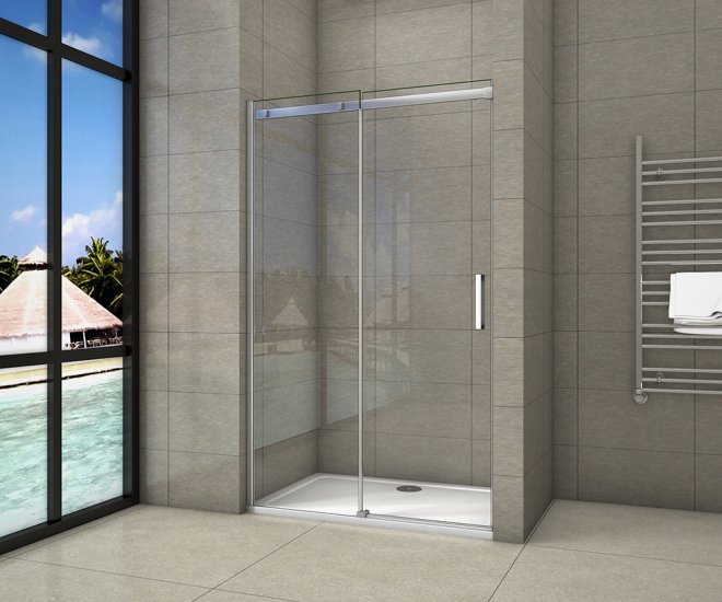 140x195cm Duschkabine Duschabtrennung 8mm NANO GLAS Schiebetür Duschwand Dusche - zum Schließen ins Bild klicken
