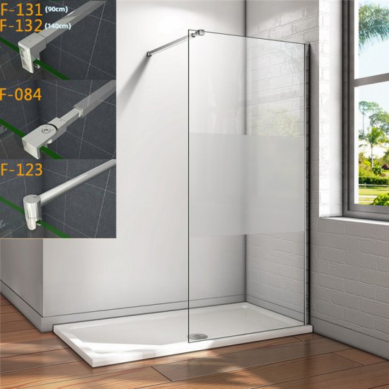70-140x200cm Walk in Duschabtrennung Duschwand 10mm NANO Glas mit Glasschutzfolie - zum Schließen ins Bild klicken