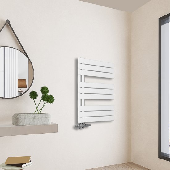 Flach Design Badheizkörper Handtuchwärmer Mittelanschluss Weiß 76.2x50 cm - zum Schließen ins Bild klicken