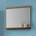 Wandspiegel mit Ablage 60 cm Badspiegel Walnuss