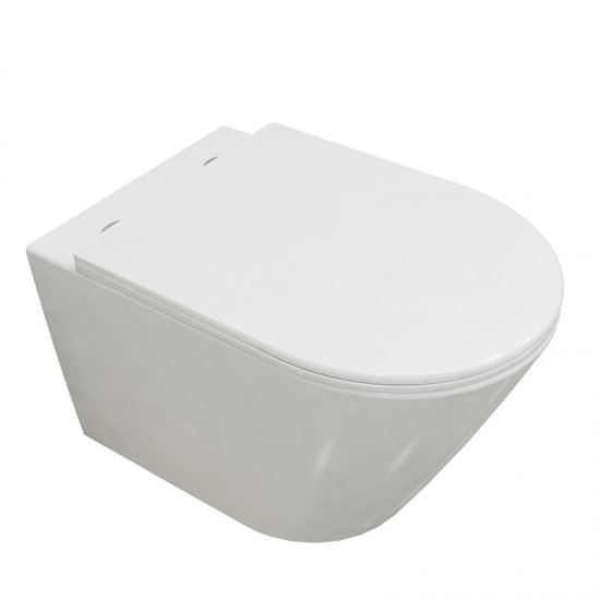 Badezimmer Hänge WC Spülrandlos Design Toilette WC Mit Soft-Close Sitz - zum Schließen ins Bild klicken