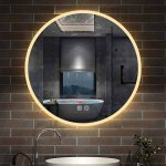 60 cm LED Badspiegel rund 2 Lichtfarbe Kalt/Warmweiß dimmbar Touch Beschlagfrei [Rund A]