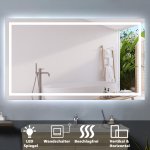 LED Spiegel 140*80 cm Wandschalter BESCHLAGFREI Spiegel mit Beleuchtung Lichtspiegel Wandspiegel