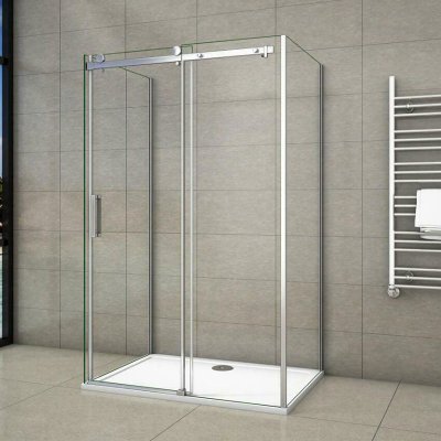100-160cm U-FORM Schiebetür Duschkabine Dusche U-Kabine ESG-Glas Duschwand 8mm Echtglas