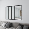 Schwarzes Innenfenster feststehend gehärtetes Klarglas 153 x H.108 cm