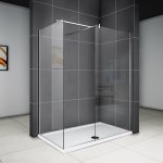 140x90cm Walk in Duschabtrennung 8mm NANO Glas + Duschtasse