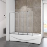 120cm X140cm Höhe Badewanneaufsatz 5-ftg.Falttür Duschwand duschabtrennung Badewanne Duschwände
