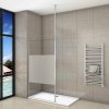 Walk in Duschwand B.70-140x200cm Milchglasstreifen Duschabtrennung 8mm Nano ESG-Glas mit Deckenstrebe Duschkabinen