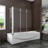 80x130x140cm Badewannenaufsatz 3-tlg. Faltwand Nano-Glas Duschabtrennung mit Seitewand