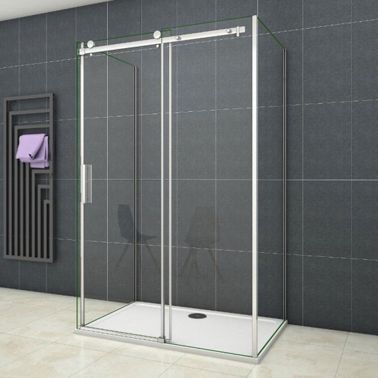 100-160cm U-FORM Schiebetür Duschkabine Dusche U-Kabine ESG-Glas Duschwand 6mm Echtglas - zum Schließen ins Bild klicken