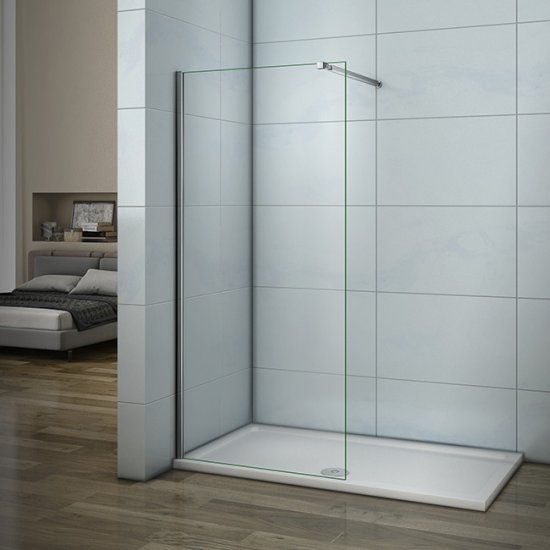 Höhe 185cm Walk in 6mm Duschabtrennung Duschwand Echtglas Dusche Seitenwand - zum Schließen ins Bild klicken