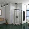B.80x80cm/90x90cm x H.195cm Eckig Duschkabinen Schiebetür schwarze Duschabtrennung Sicherheitsglas Dusche Eckeinstieg