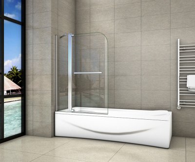 80x140cm Duschabtrennung Badewannenaufsatz Duschtrennwand Badewannen ESG Glas 