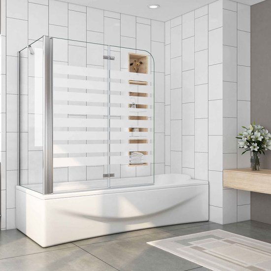 120x140cm Badewanne Aufsatz Faltwand Duschwand 6mm ESG Glas mit Seitenwand 75cm - zum Schließen ins Bild klicken
