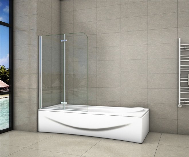 Badewannenaufsatz 2 tlg. Faltwand Duschwand Duschabtrennung 110x140cm - zum Schließen ins Bild klicken