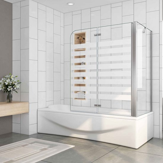 120x140cm Badewanne Aufsatz Faltwand Duschwand 6mm ESG Glas mit Seitenwand 70cm - zum Schließen ins Bild klicken