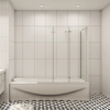 Badewannenaufsatz 3-tlg.Faltwand Duschwand 180°drehbar Nano Glas Duschabtrennung mit Seitewand mattgrau