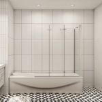 Badewannenaufsatz 3-tlg.Faltwand Duschwand 180°drehbar Nano Glas Duschabtrennung mit Seitewand mattgrau