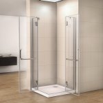 100x100x190cm Duschkabine Scharniertür 8mm Nano Glas + Duschtasse