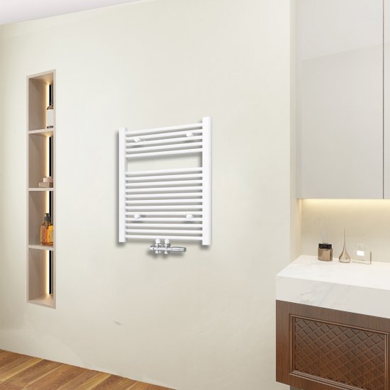 Design Badheizkörper Handtuchwärmer Mittelanschluss Design weiss 800x600 mm - zum Schließen ins Bild klicken