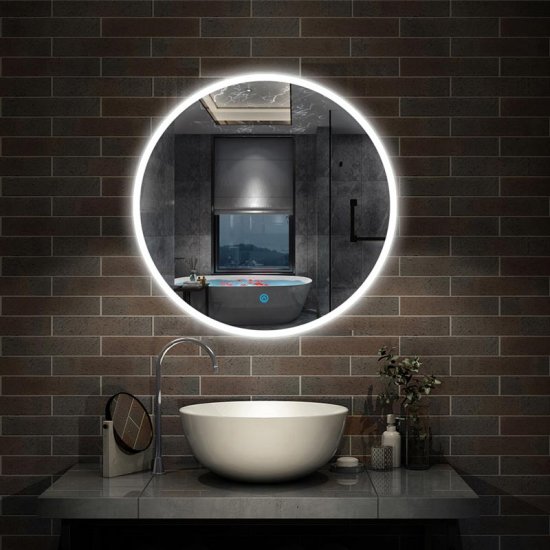 50cm LED Badspiegel rund 1xTouch Beschlagfrei Kaltweiß [Rund A] - zum Schließen ins Bild klicken