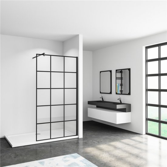 B.80-140cm x H.200cm 8mm NANO Glas Walk in schwarz Duschabtrennung Duschwand badezimmer - zum Schließen ins Bild klicken