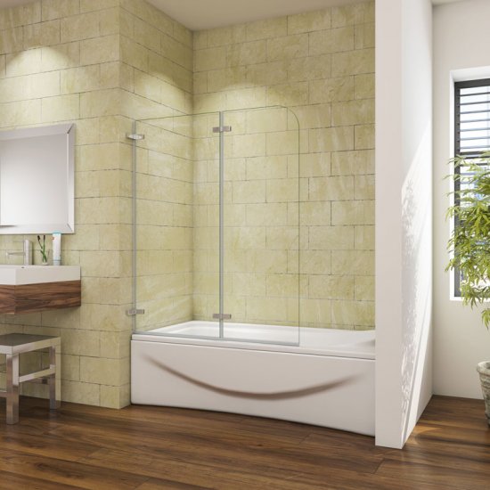 120x140cm Badewanne 2 tlg. Faltwand Duschwand duschabtrennung - zum Schließen ins Bild klicken