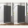 H.200cm Schwarz Walk in Duschkabine Duschabtrennung 8mm / 10mm NANO Rauchglas mit Glasschutzfolie