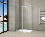 Duschabtrennung Schiebetür Duschkabine Duschwand Dusche + Seitenwand 6mm Echtglas