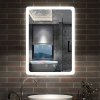50×70cm LED Badspiegel mit Uhr Touch Beschlagfrei Kaltweiß[Typ J]