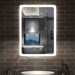 50×70cm LED Badspiegel mit Uhr Touch Beschlagfrei Kaltweiß[Typ J]