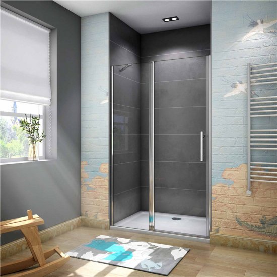 Duschabtrennung Duschwand Nischentür Schwingtür 120x195cm - zum Schließen ins Bild klicken