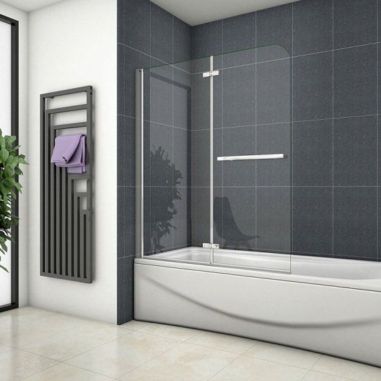 Badewanne 2-ftg.Falttür Duschwand duschabtrennung 95X140cm - zum Schließen ins Bild klicken