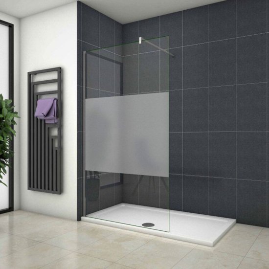 Höhe 200cm Walk in Duschabtrennung Duschwand 8mm NANO Glas mit Glasschutzfolie - zum Schließen ins Bild klicken