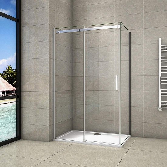 130x100x195cm Duschkabine Duschabtrennung 8mm NANO GLAS Schiebetür Duschwand Dusche - zum Schließen ins Bild klicken